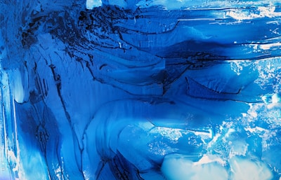 A vibrant custom painting in ocean blues with intricate detail and emotional depth.