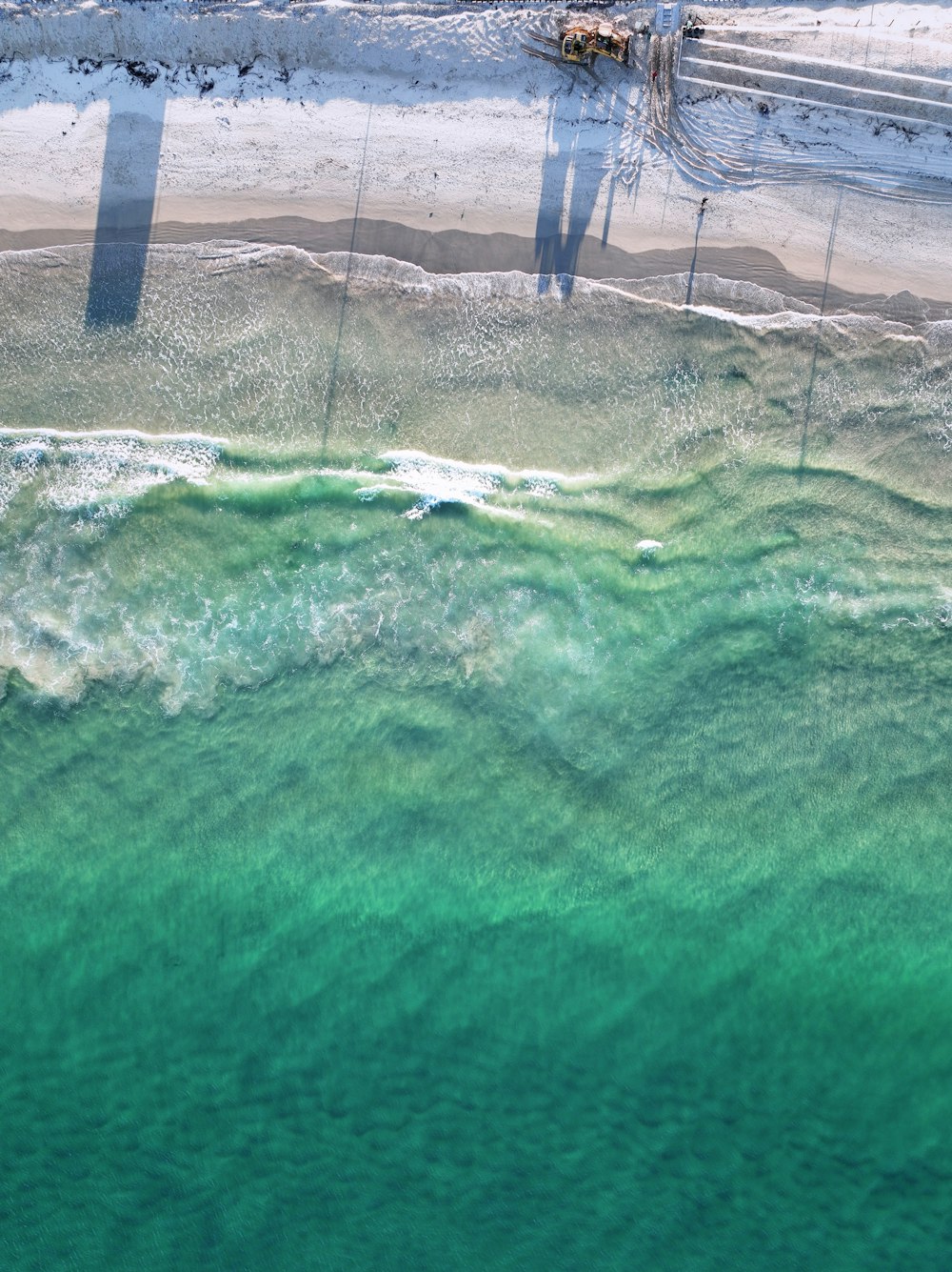 an aerial view of a body of water