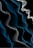a black background with blue and white wavy lines