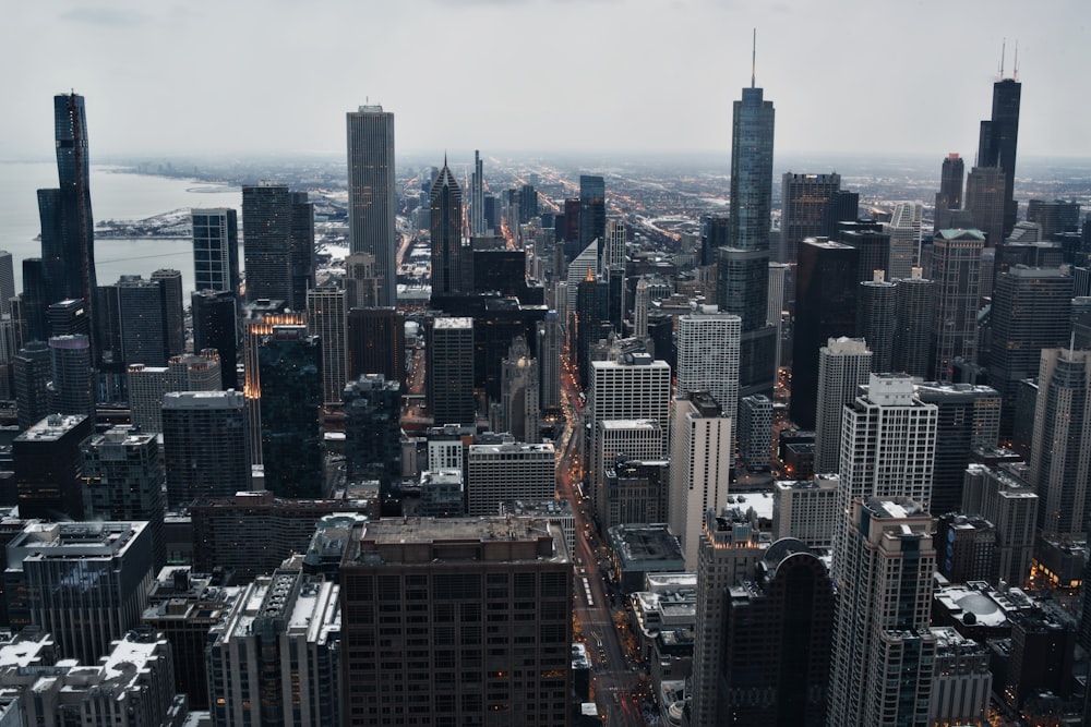 a view of a city from the top of a building