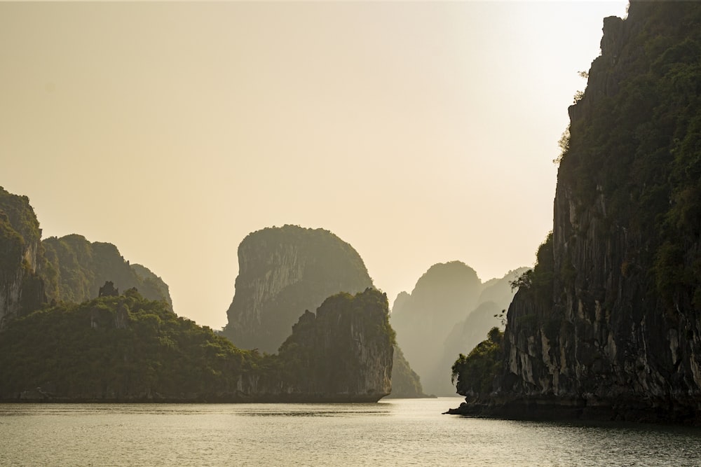 a large body of water surrounded by mountains