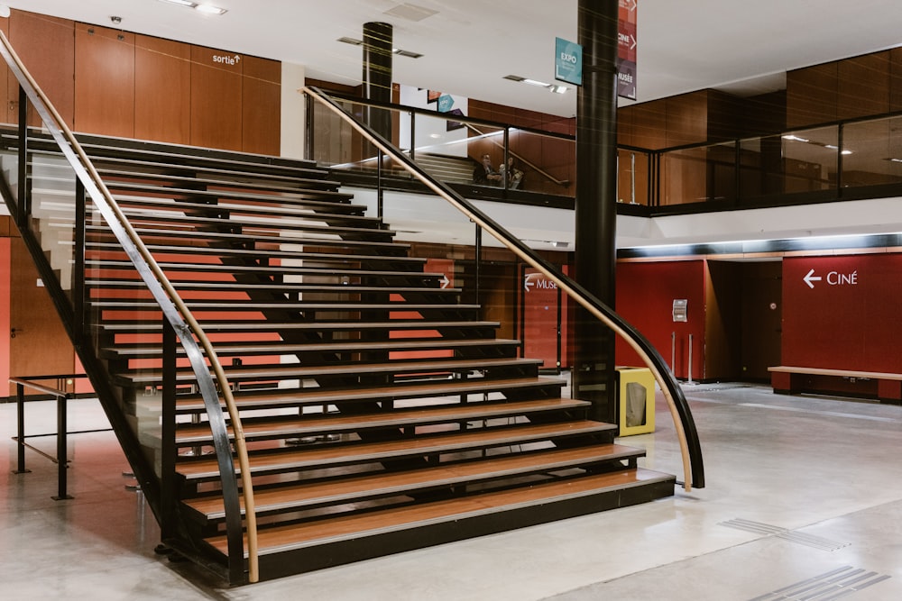 a set of stairs in a large building