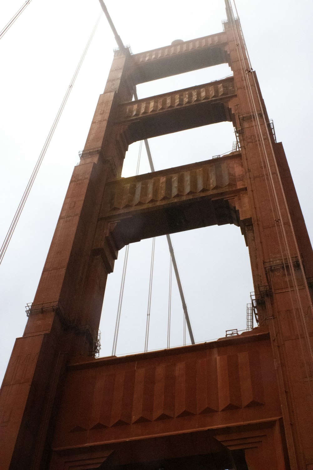 a view of the top of a tall bridge