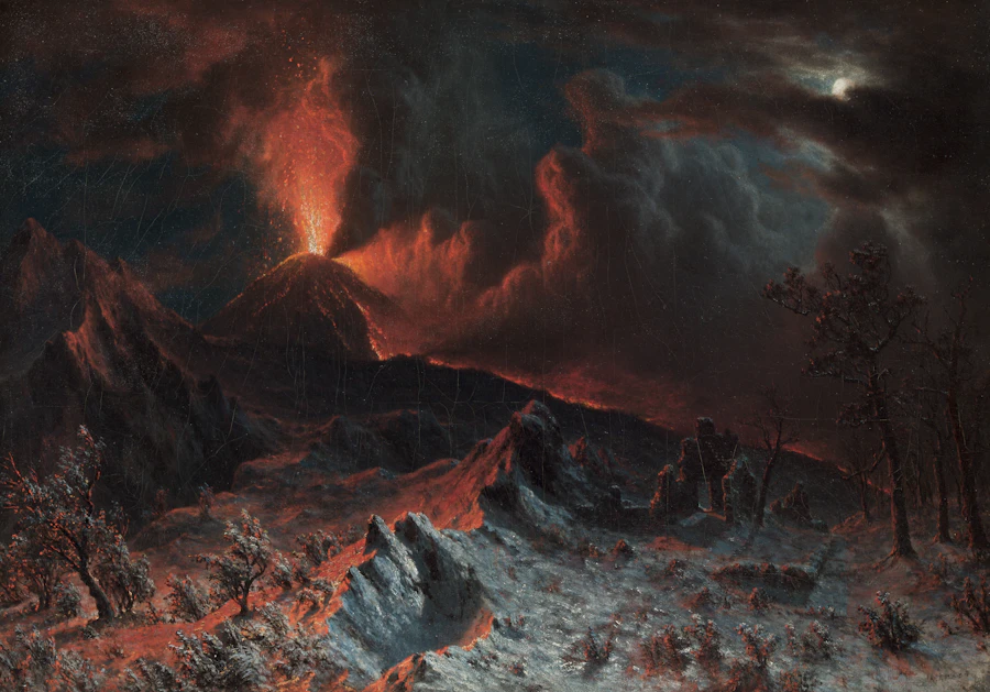 Mount Vesuvius at Midnight, oil by Albert Bierstadt, 1868