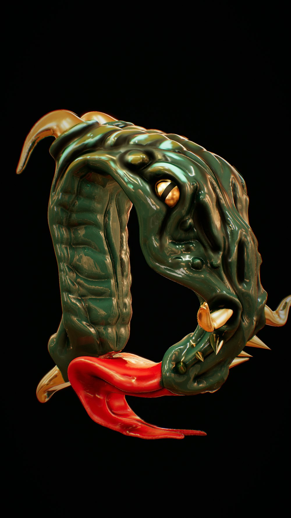 a close up of a dragon head on a black background