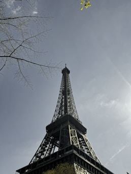 A towering steel structure under construction against a clear blue sky, showcasing engineering strength.