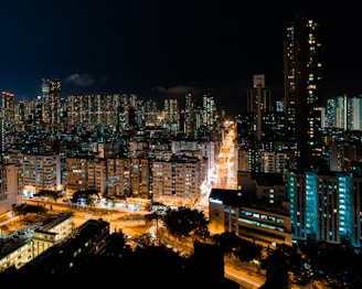 A vibrant cityscape captured during a time-lapse video project at night.