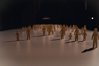 a group of paper people standing in a circle