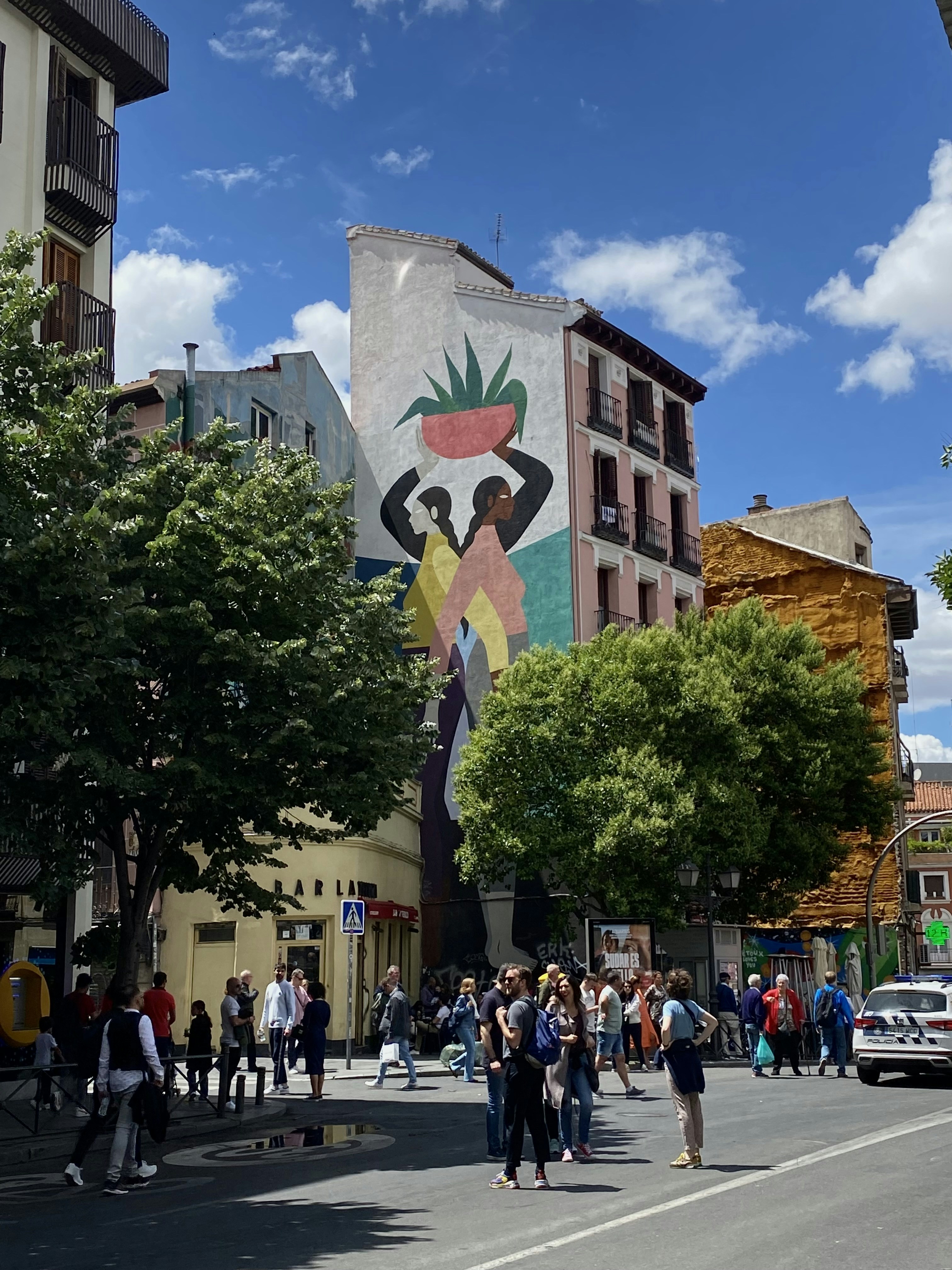 a large mural on the side of a building