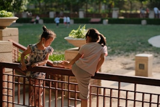 Children playing together in a sunny park