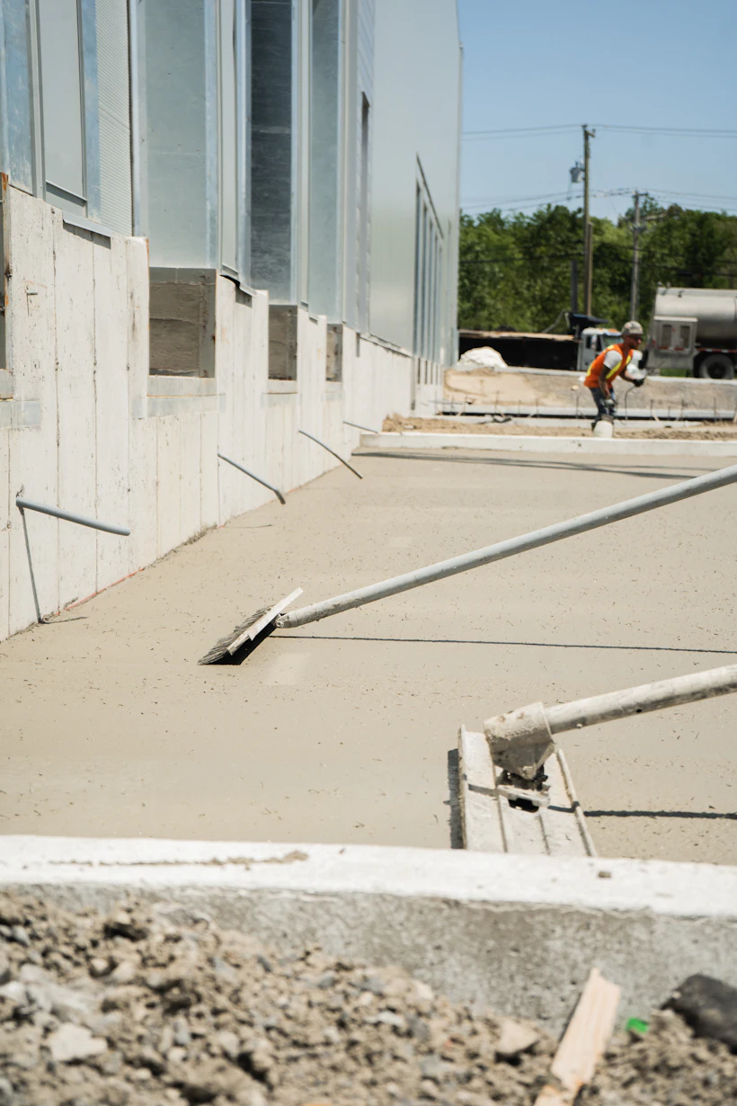 Structural repair work on a concrete building