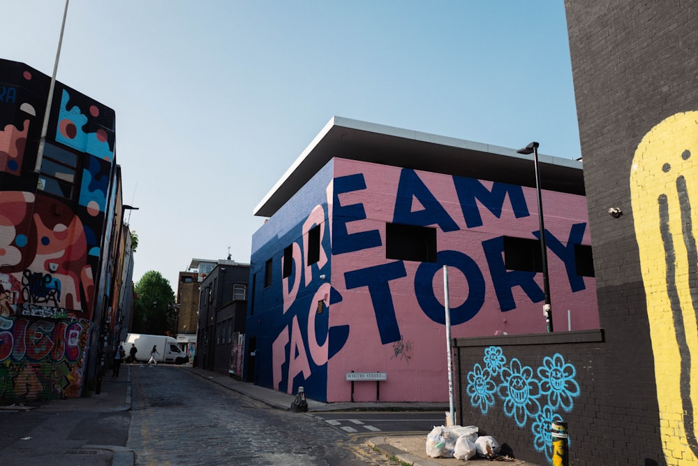 a building with a mural on the side of it