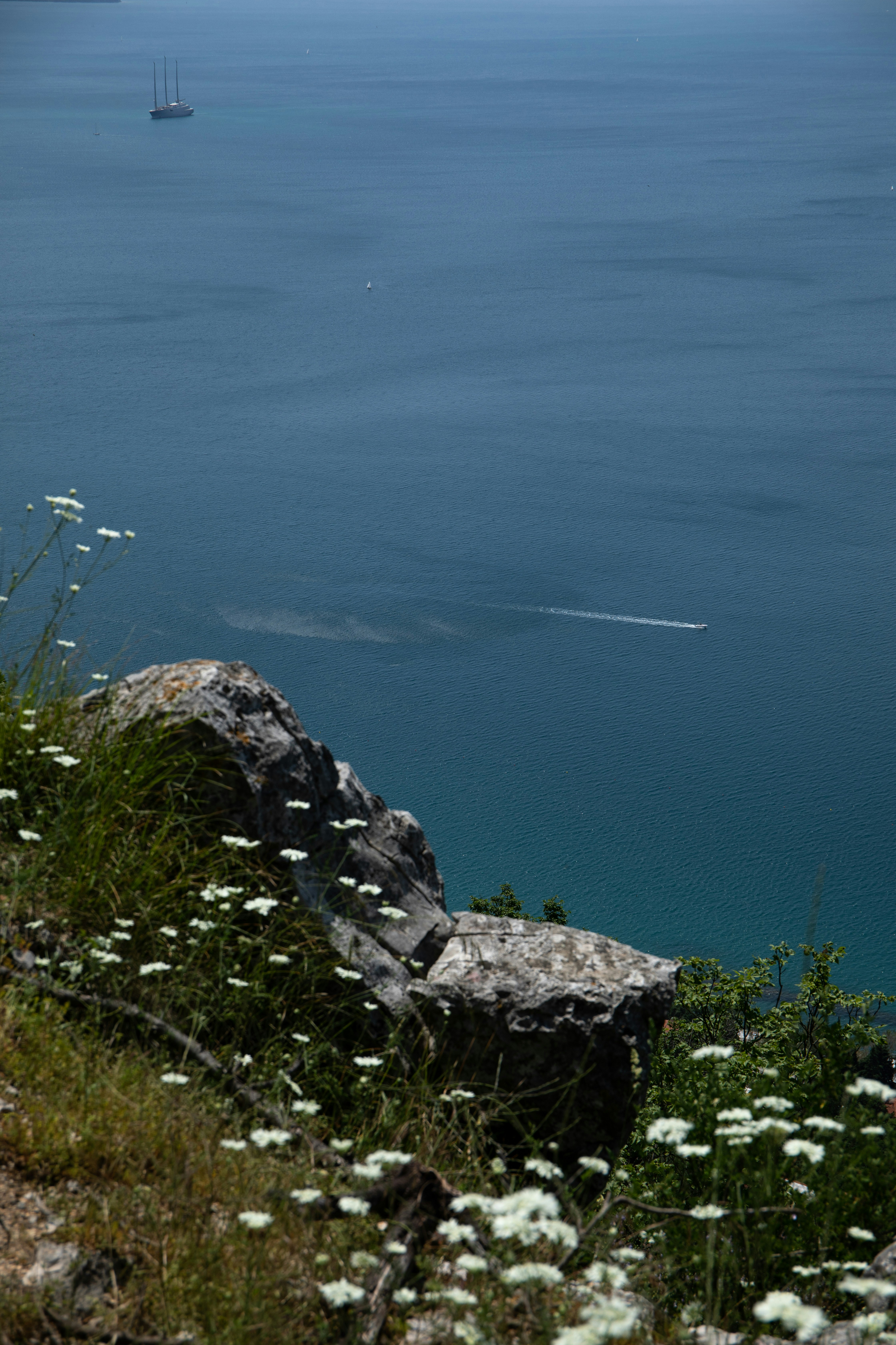 a view of a body of water with a boat in the distance
