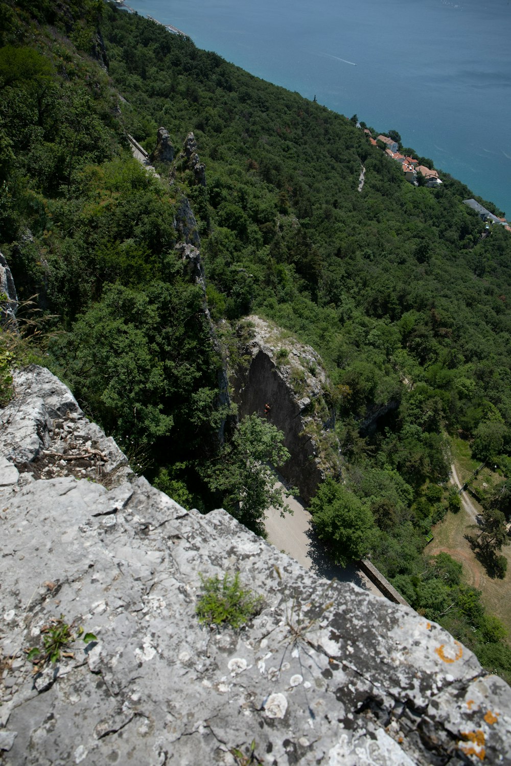 a view of the ocean from the top of a mountain