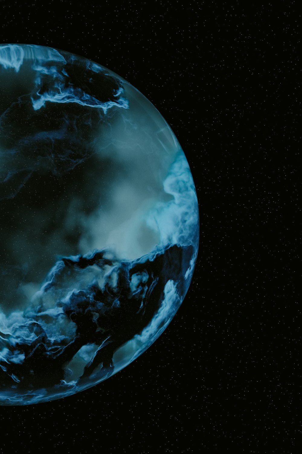 a picture of a blue planet with a black background