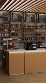 a counter with a lot of items on it