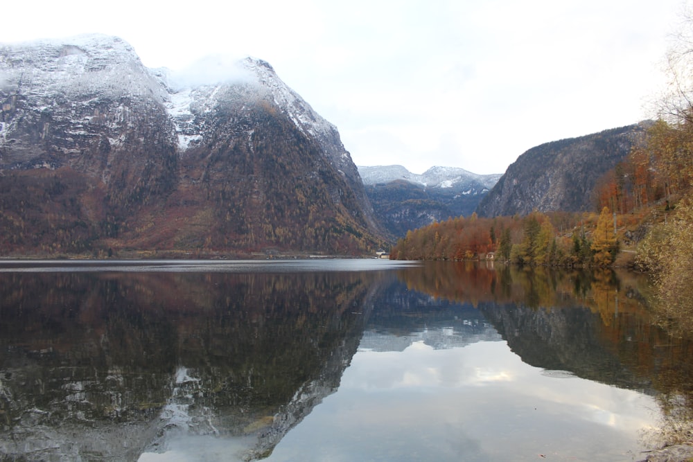 a body of water surrounded by mountains and trees