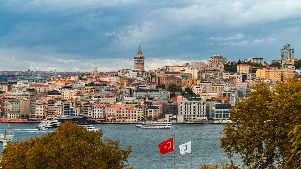 a view of a city with a large body of water