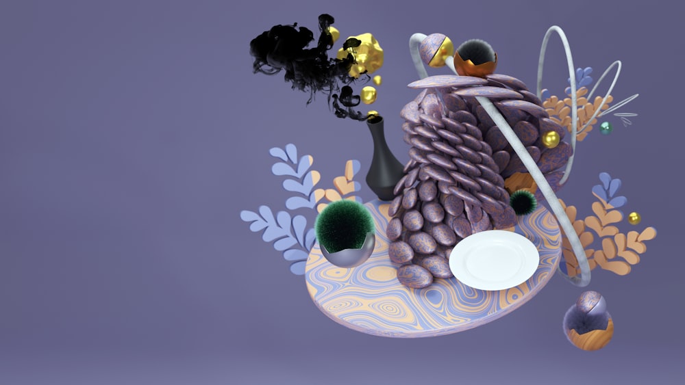 a stylized image of a vase with a bird on it