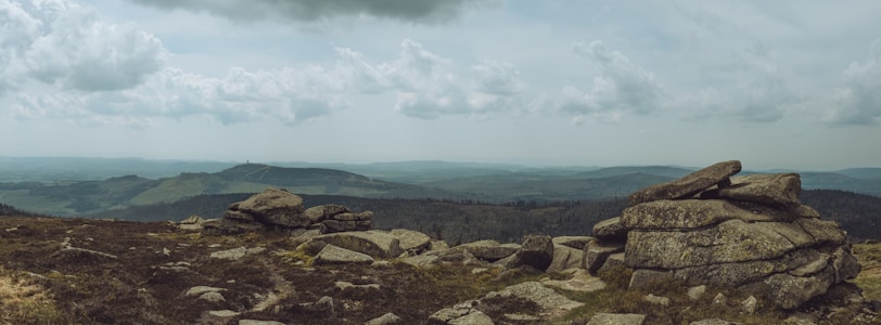 A panoramic view of the rugged terrain at the Golden Promise gold property in central Newfoundland.