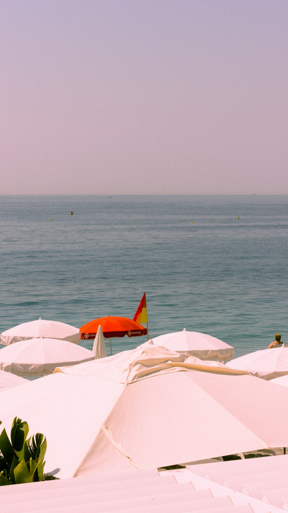 a bunch of umbrellas that are on a beach