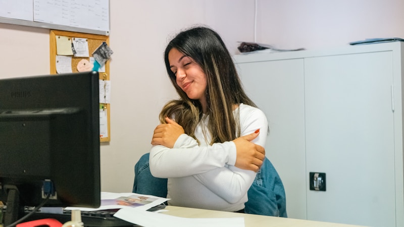 Confident woman at desk