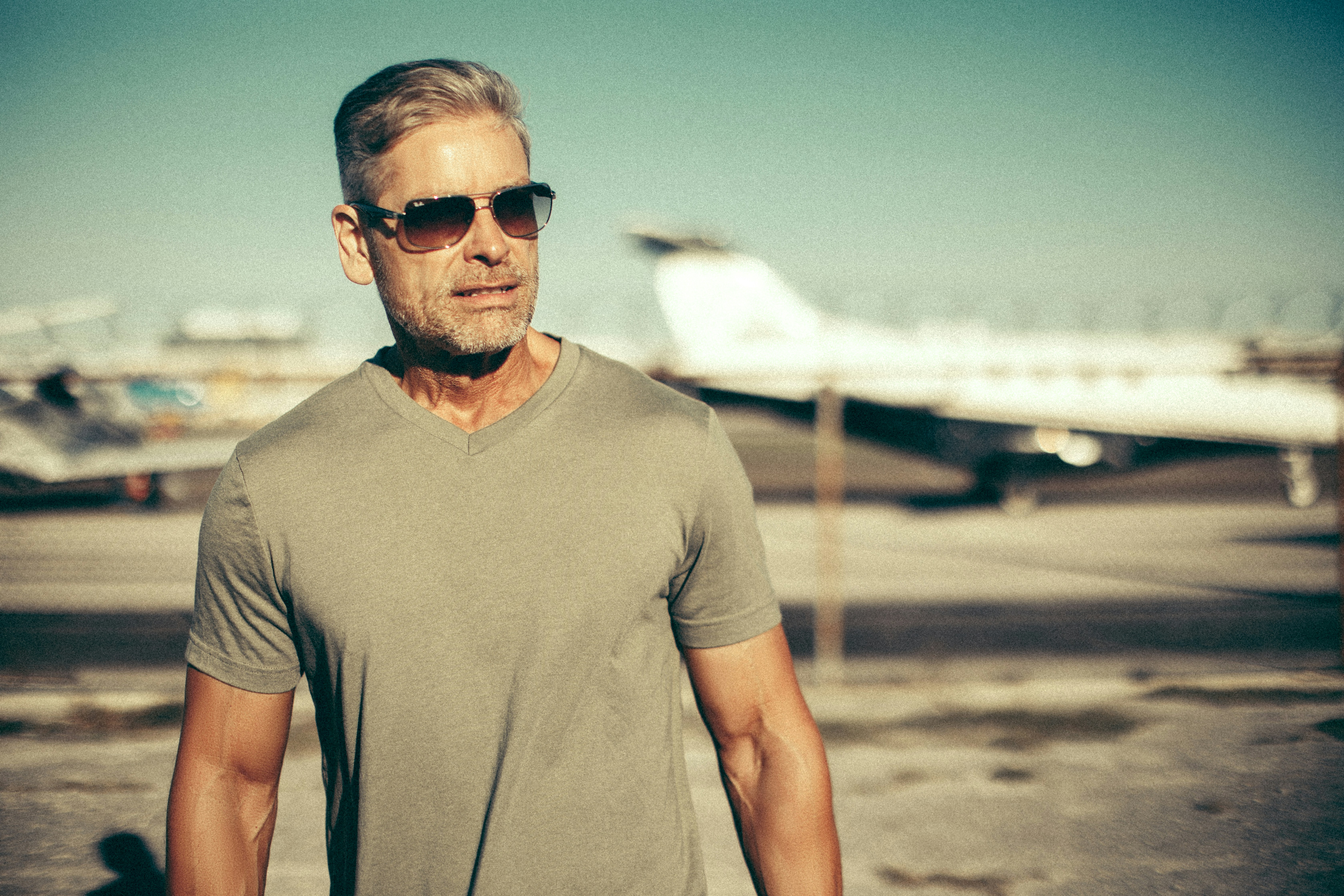From a photoshoot we did of a middle aged caucasian male at an airplane field during sunset in Tampa Florida.
