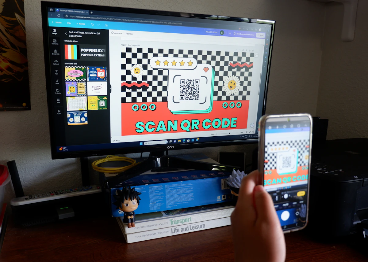 A guest scanning a QR code on their smartphone to retrieve event photos instantly