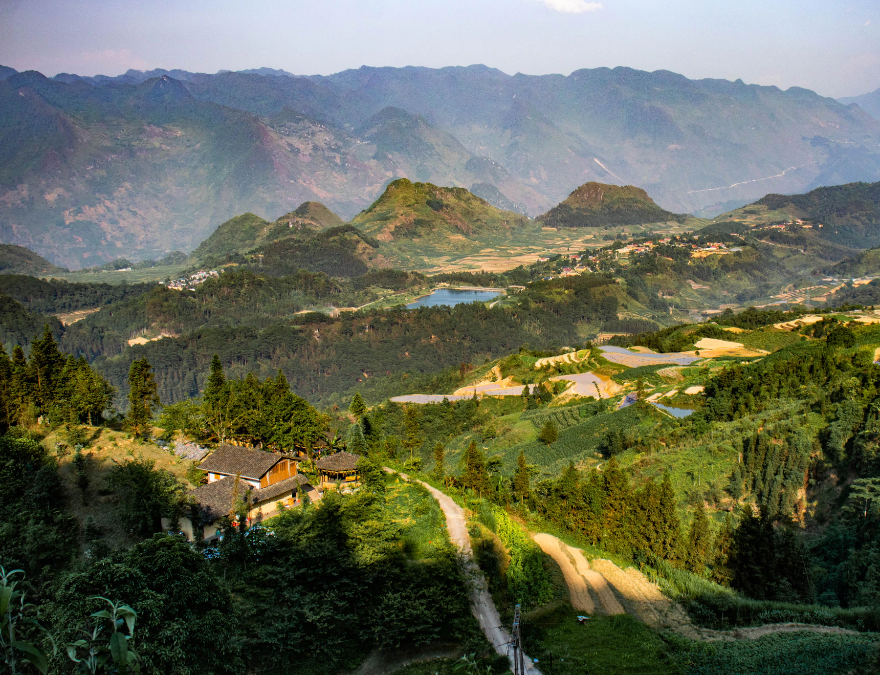 Mountain road winding through Ha Giang in northern Vietnam