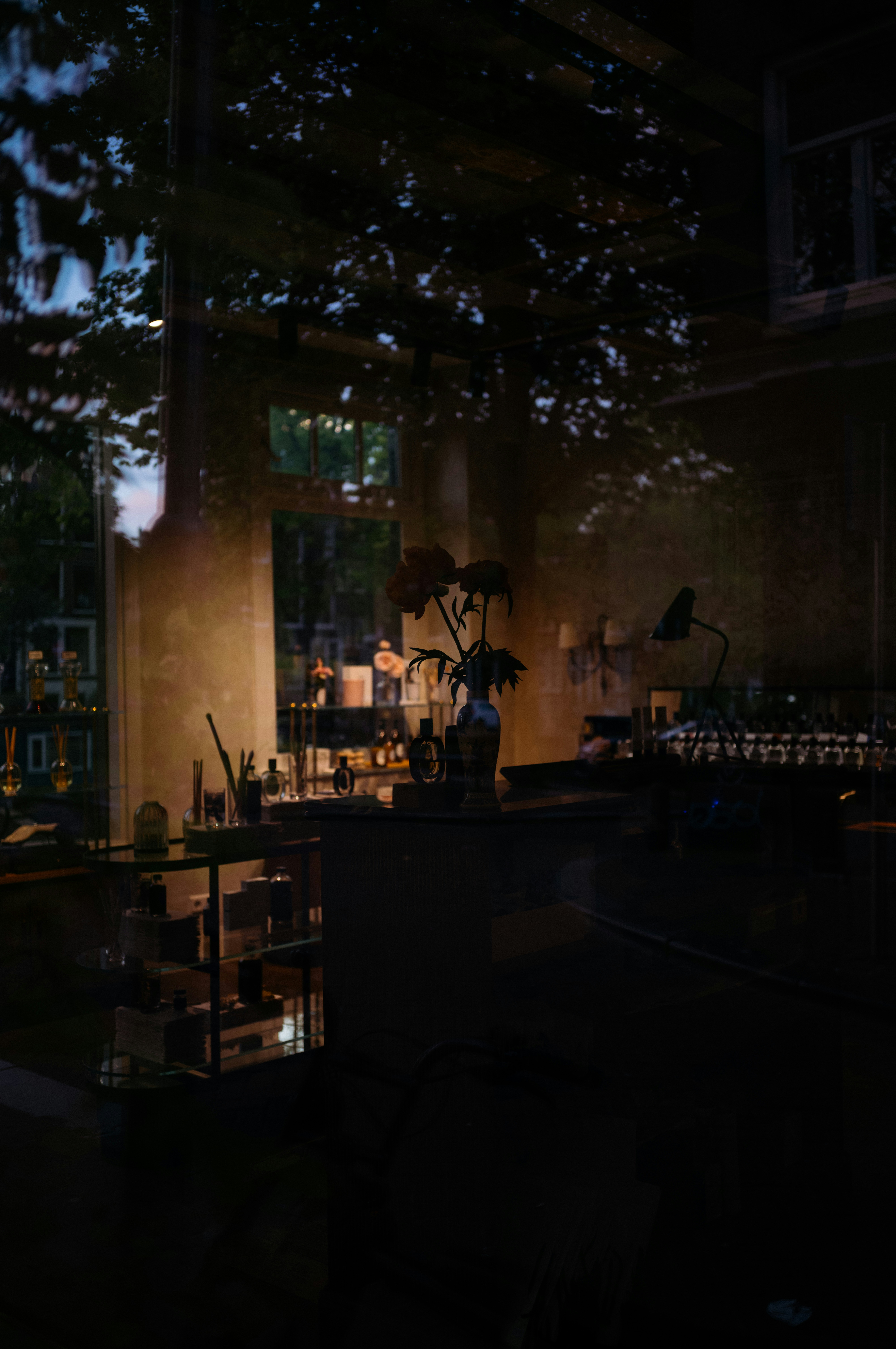 Fragrance bottle and flowers