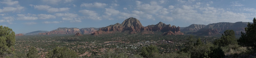 a view of a mountain range from a distance