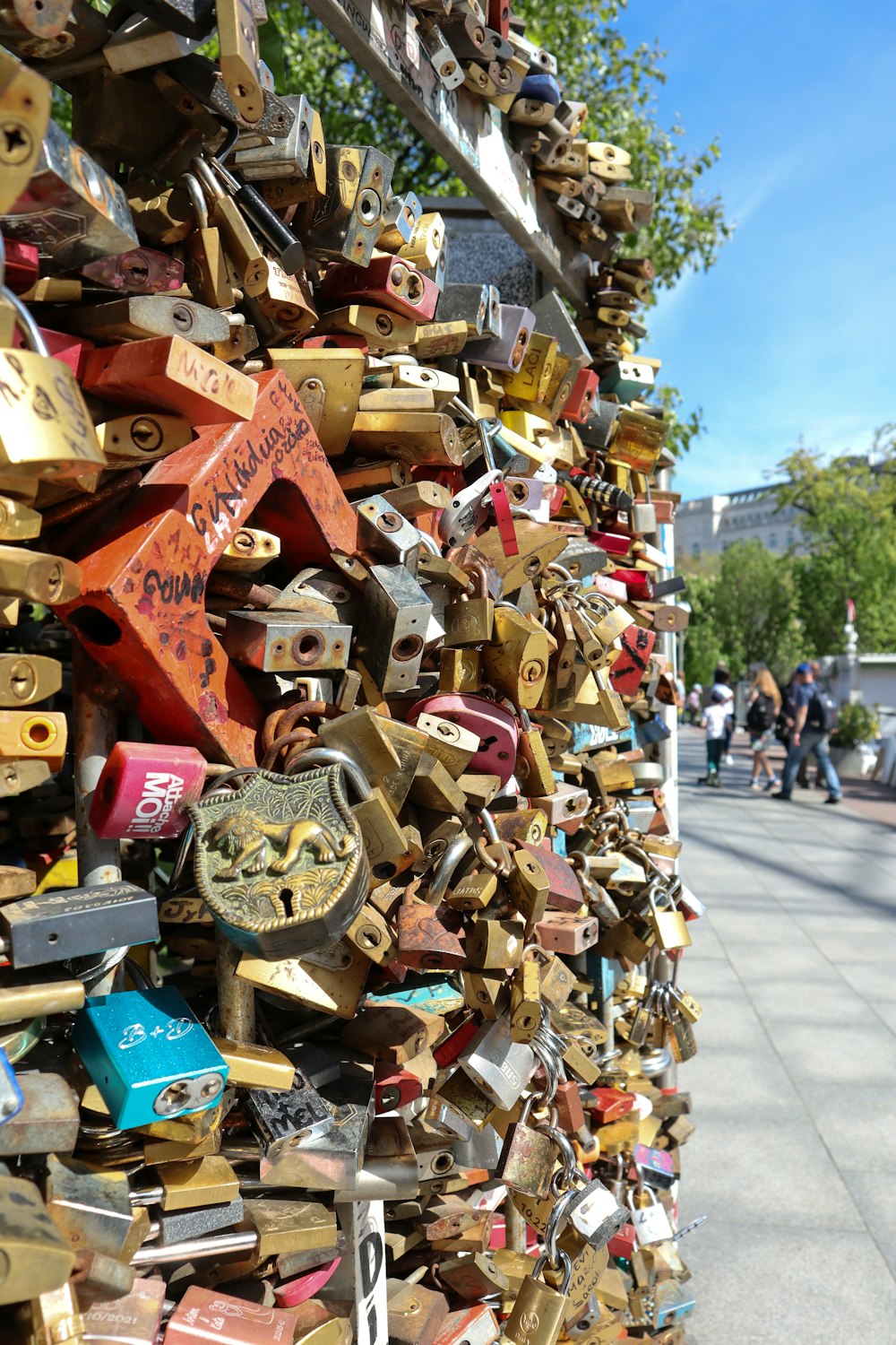 a wall covered in lots of different types of locks