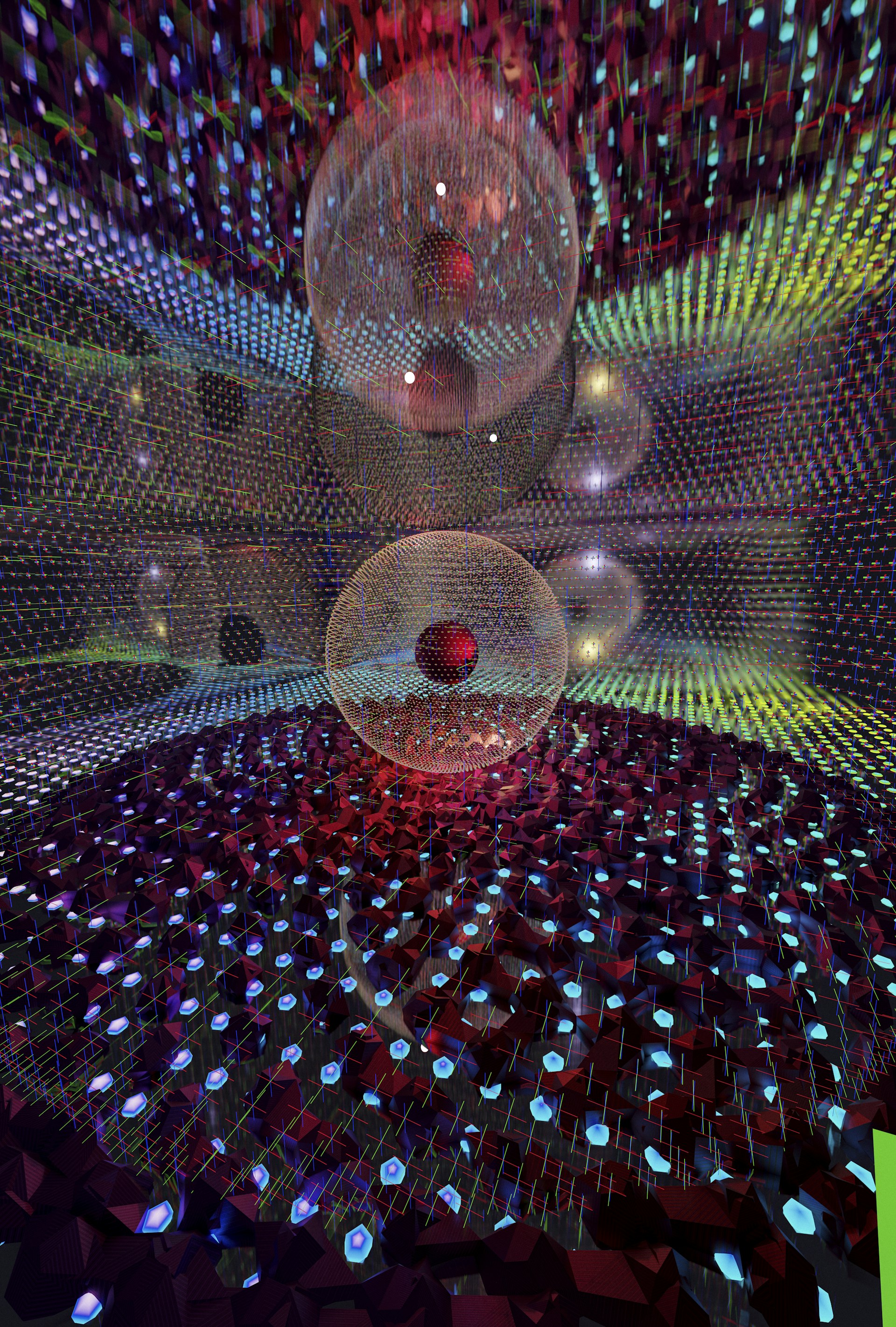 A mesmerizing abstract neural grid glowing with electric blue and violet hues, symbolizing complex AI networks.