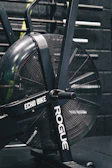 a close up of a bike with a fan on it