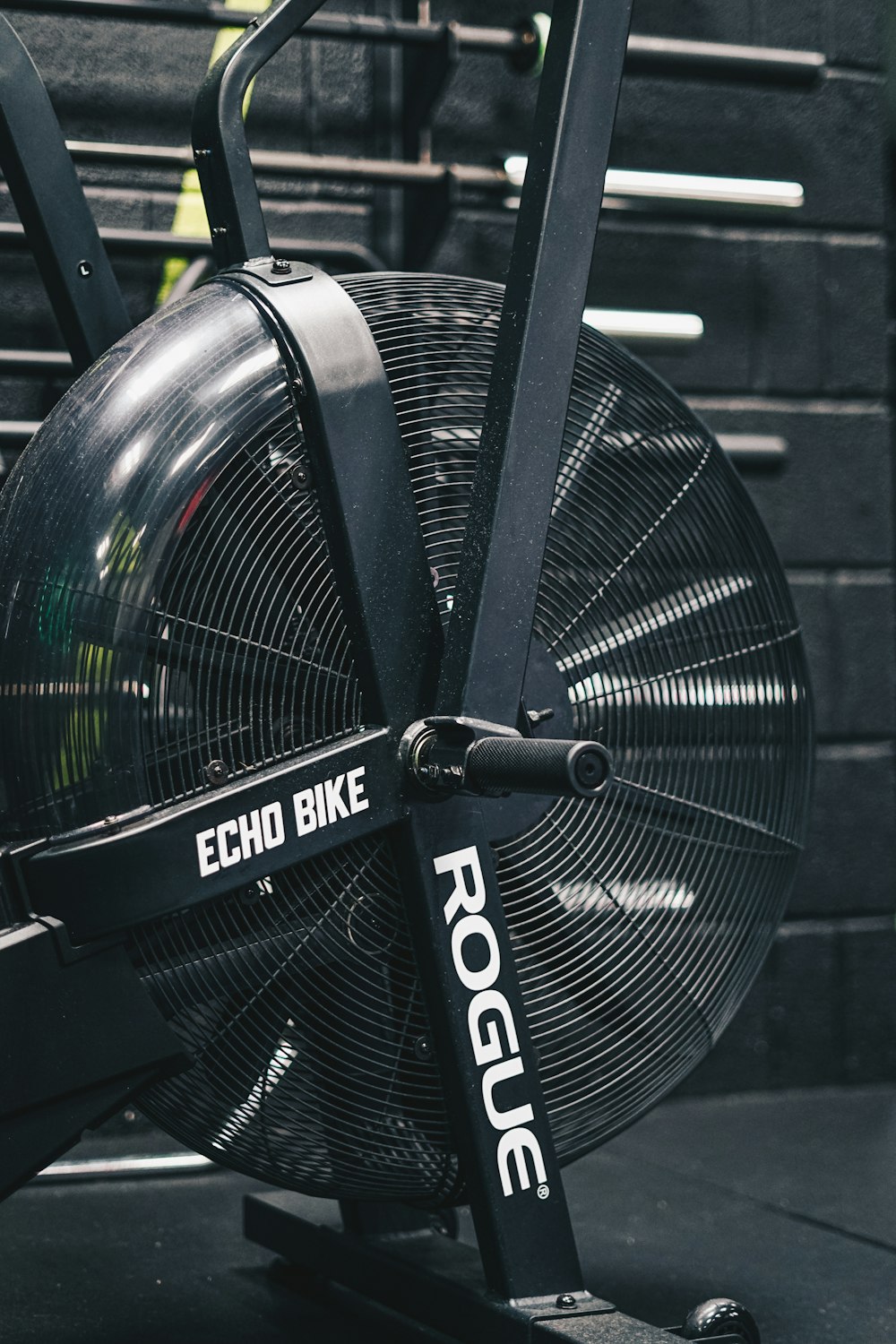 a close up of a bike with a fan on it