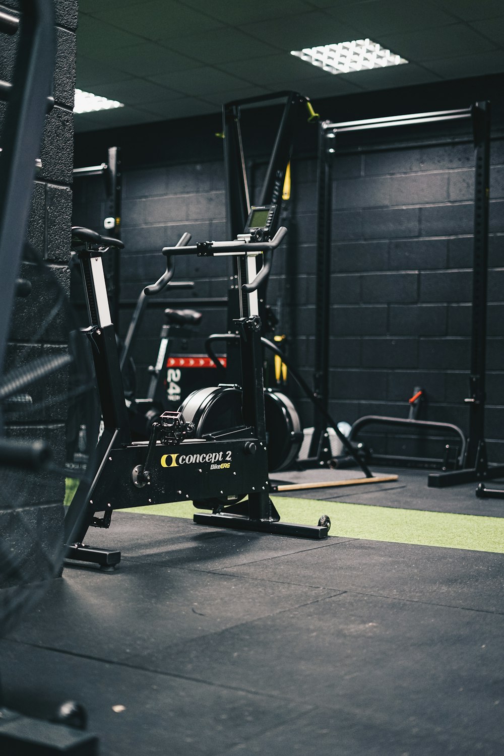 a gym with a machine and other equipment