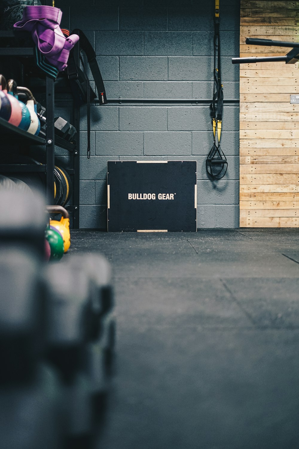 a garage with a sign that says bulldog gear