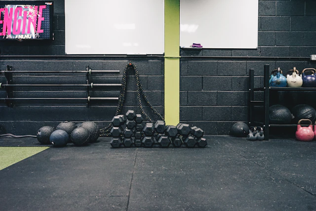 Modern gym floor with equipment