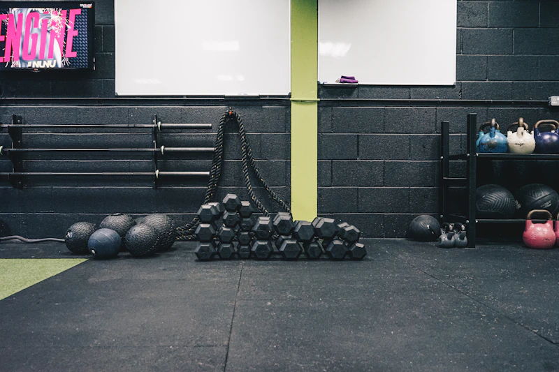 Modern gym floor with equipment