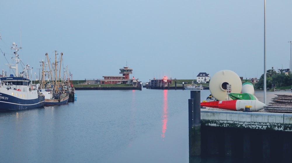 a couple of boats that are sitting in the water