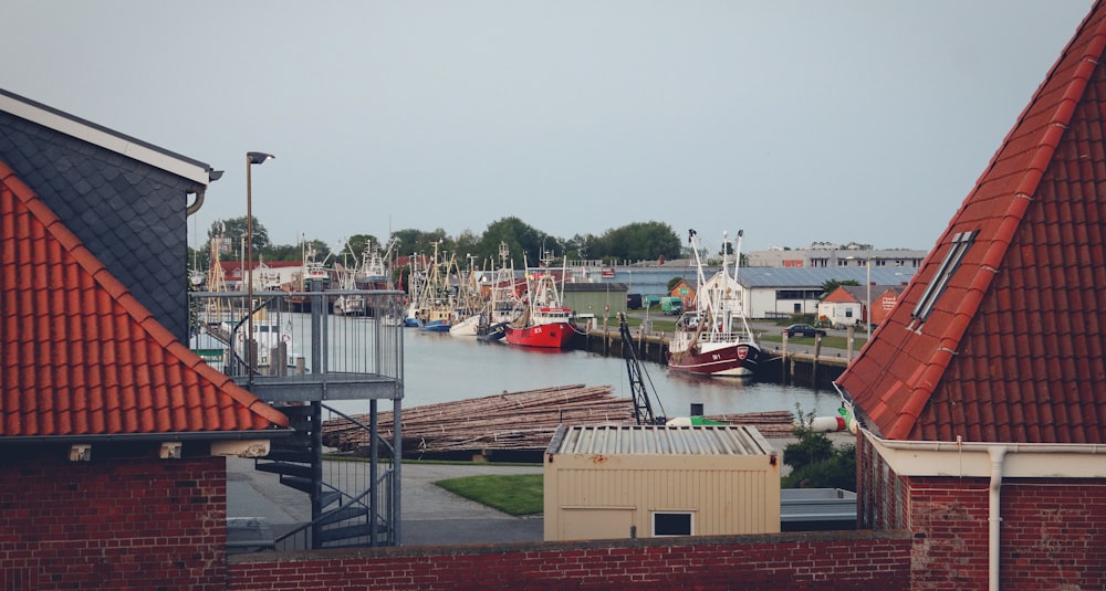 a view of a body of water with boats in it