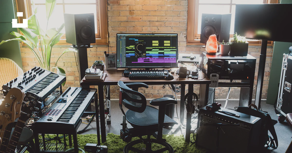 Many Instruments Room A room filled with lots of musical equipment photo – Free Keyboard ...