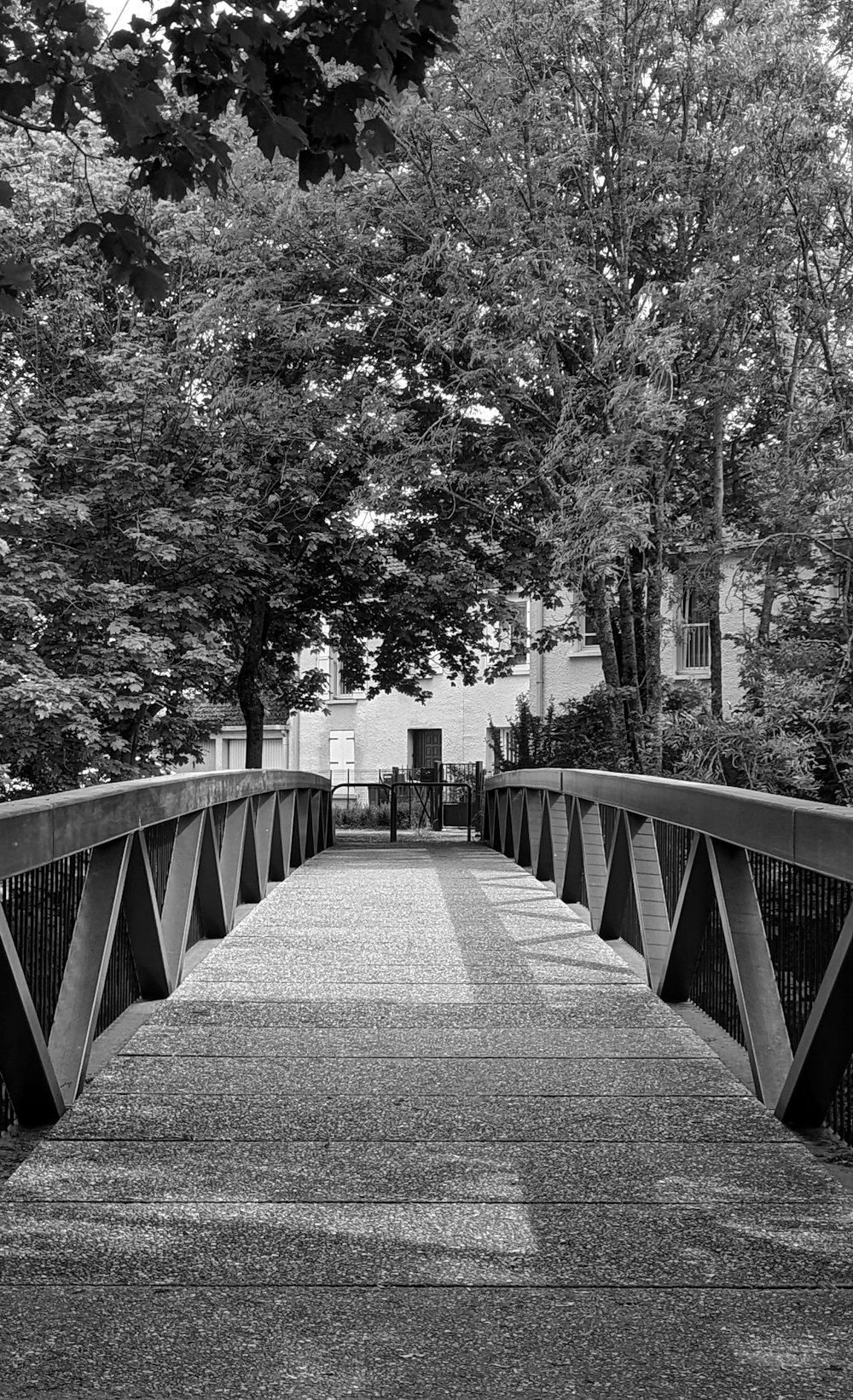 a black and white photo of a bridge