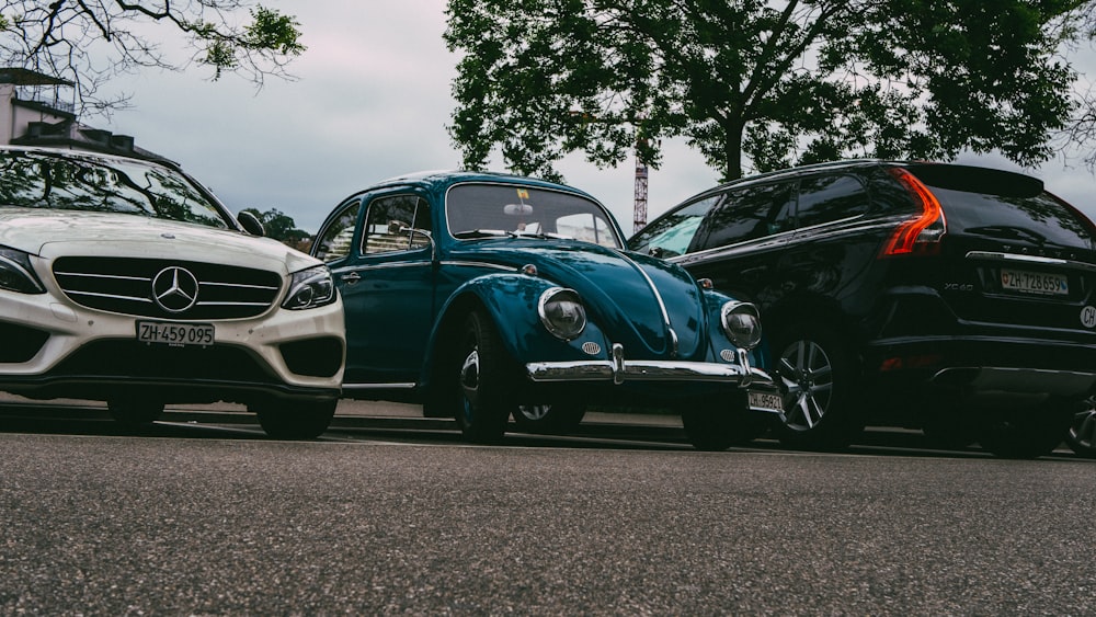 a couple of cars parked next to each other