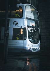 a double decker bus parked on the side of the road