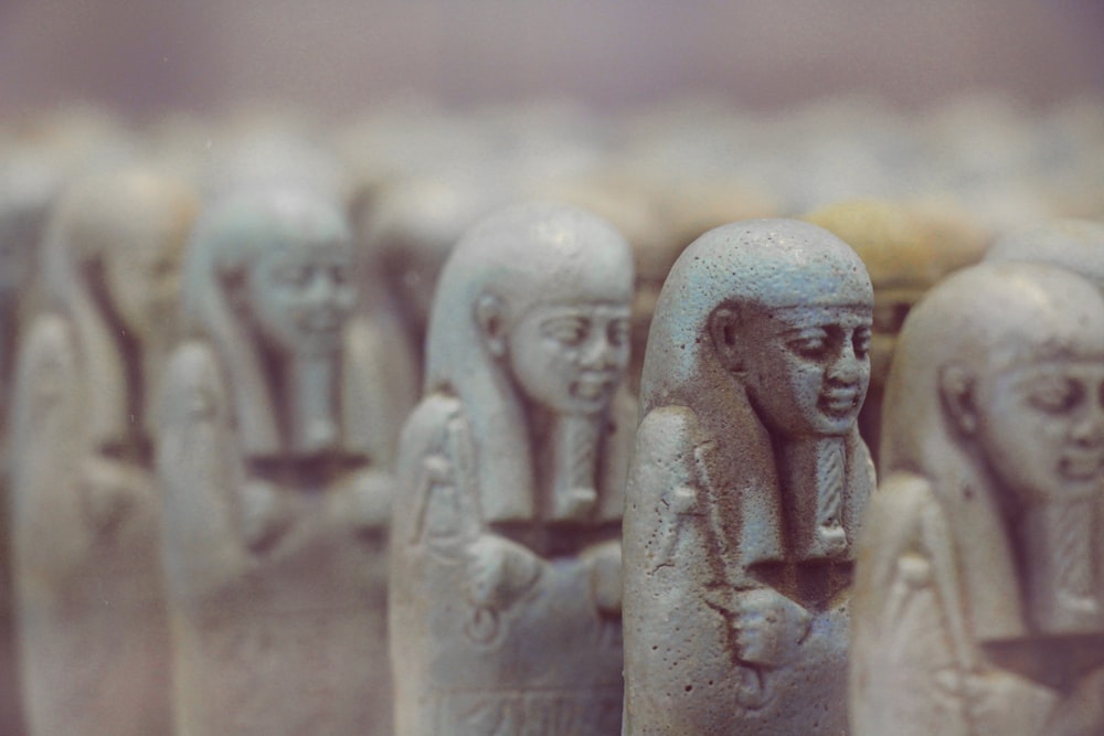 a close up of a group of statues