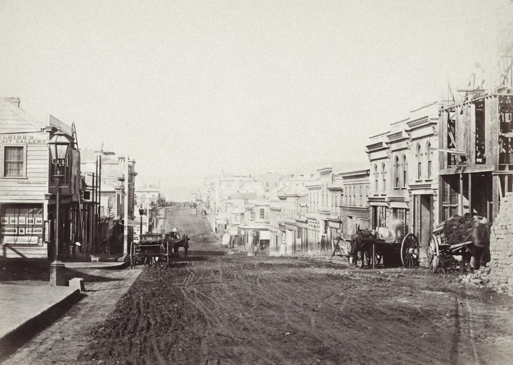 a black and white photo of an old town