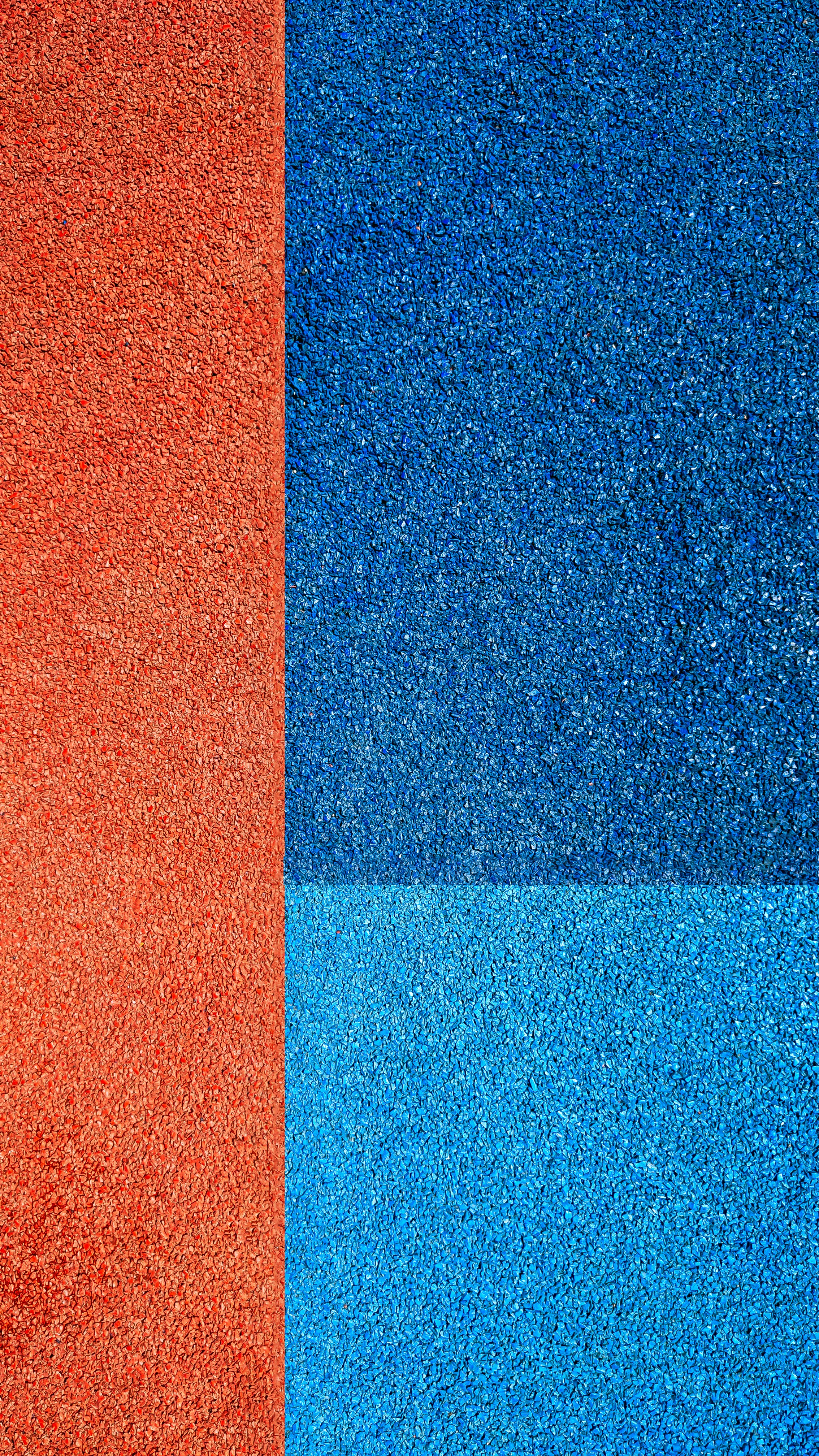 a red and blue background with a black border