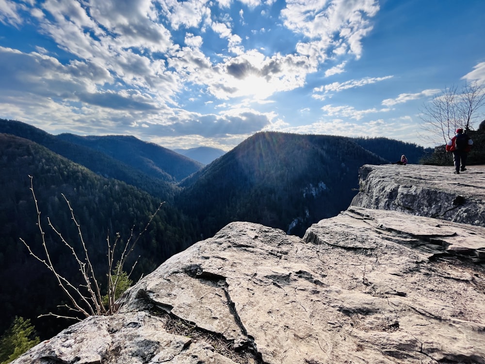 a person standing on top of a cliff