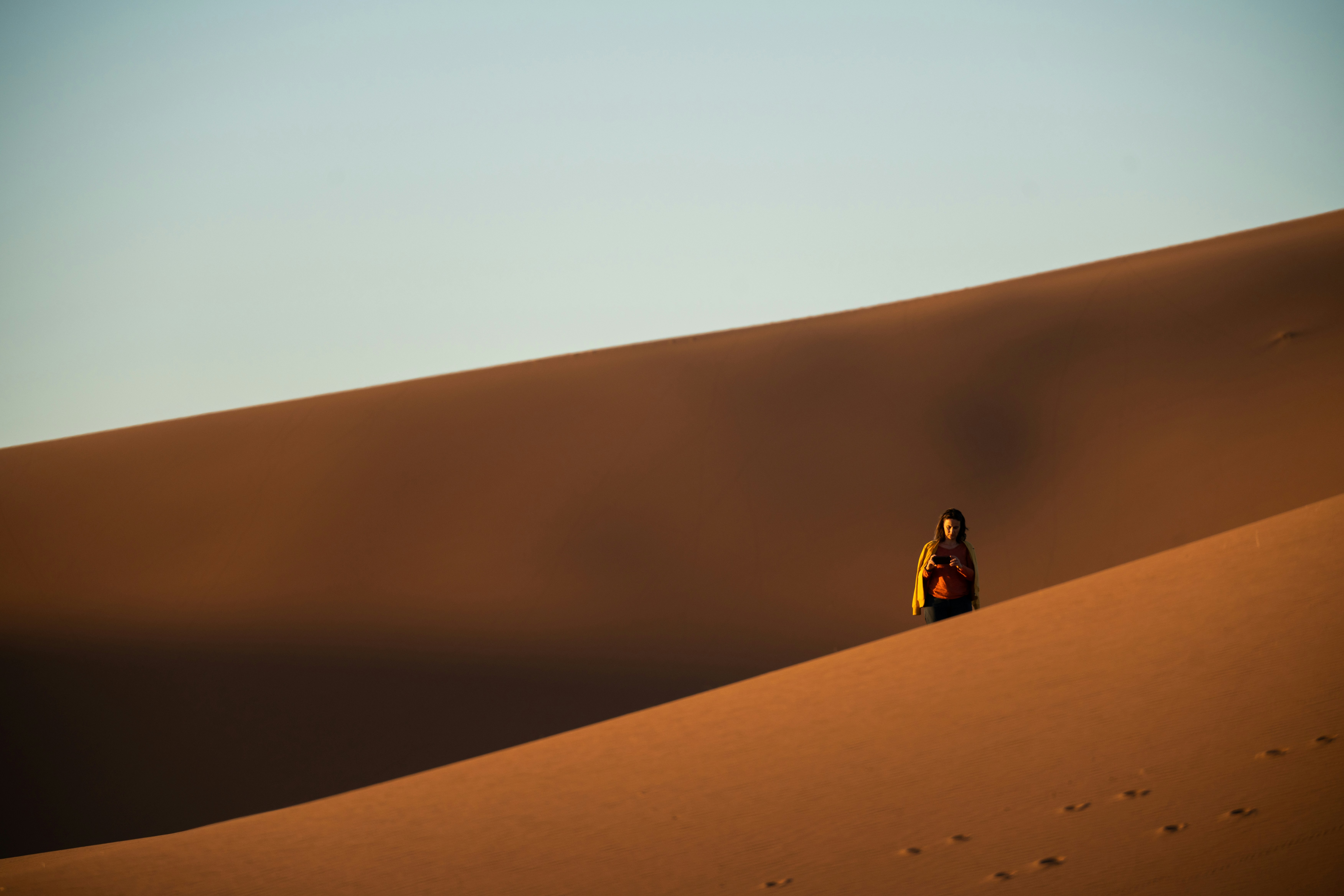 a person standing in the middle of a desert